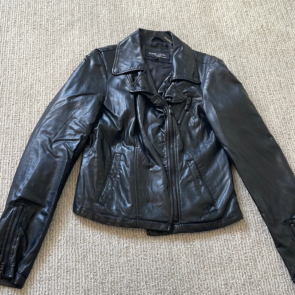 Black leather jacket size small